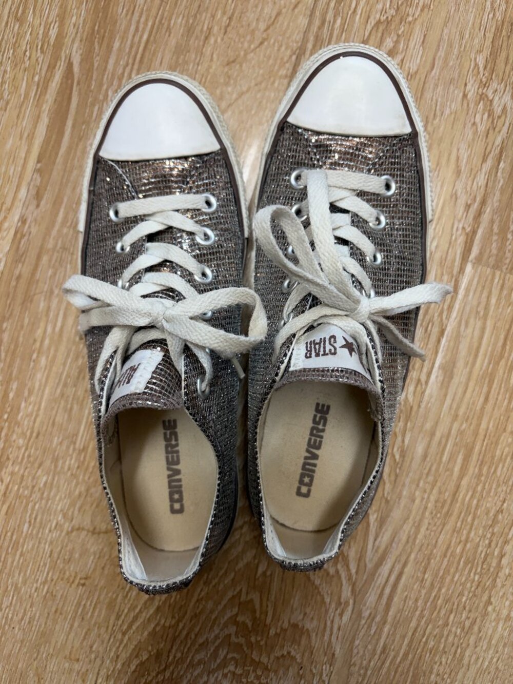 Converse Chuck Taylor All Star Ox Gold Lamé Bronze Sparkle Knit | 9
